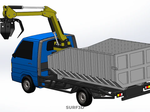 MINI TRUCK HYDRAULIC CRANE GRAPPLE ARM SKIP BIN WASTE RECYCLING 3D Model