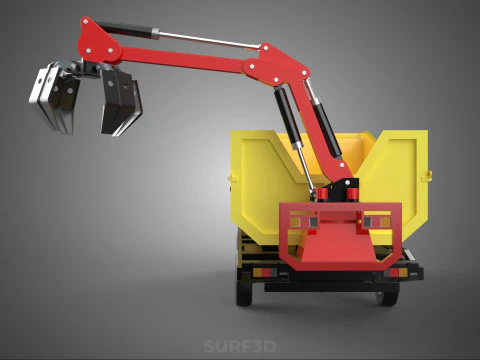 GARBAGE DUMP TRUCK GRAPPLE PICK UP SKIP BIN SCRAP GRABBER CRANE 3D Model