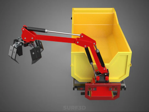 GARBAGE DUMP TRUCK GRAPPLE PICK UP SKIP BIN SCRAP GRABBER CRANE 3D Model