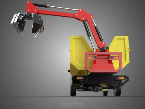 GARBAGE DUMP TRUCK GRAPPLE PICK UP SKIP BIN SCRAP GRABBER CRANE 3D Model