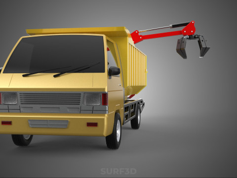 GARBAGE DUMP TRUCK GRAPPLE PICK UP SKIP BIN SCRAP GRABBER CRANE Modelo 3D