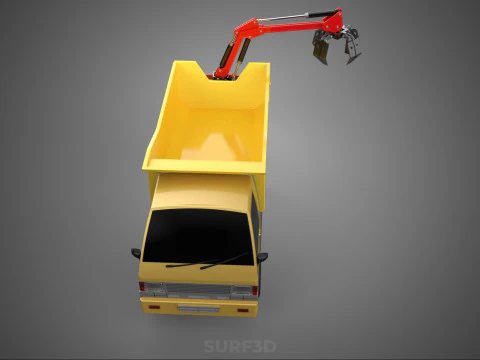 GARBAGE DUMP TRUCK GRAPPLE PICK UP SKIP BIN SCRAP GRABBER CRANE 3D Model