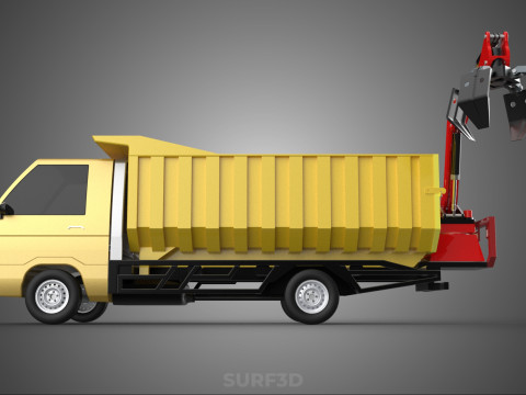 GARBAGE DUMP TRUCK GRAPPLE PICK UP SKIP BIN SCRAP GRABBER CRANE Modelo 3D