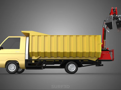GARBAGE DUMP TRUCK GRAPPLE PICK UP SKIP BIN SCRAP GRABBER CRANE 3D Model