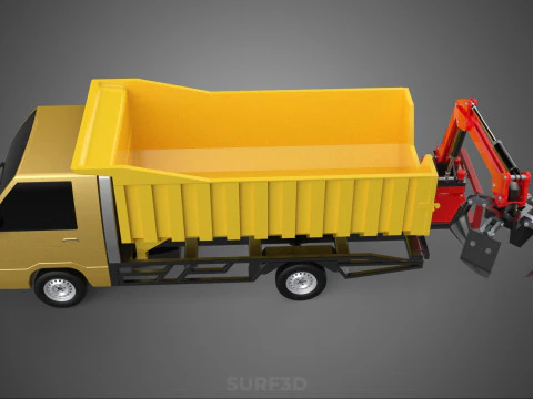 GARBAGE DUMP TRUCK GRAPPLE PICK UP SKIP BIN SCRAP GRABBER CRANE 3D Model
