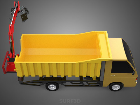 GARBAGE DUMP TRUCK GRAPPLE PICK UP SKIP BIN SCRAP GRABBER CRANE Modelo 3D
