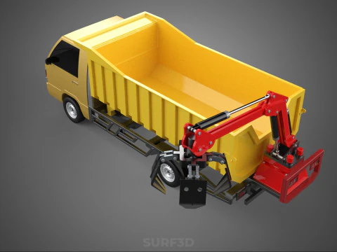 GARBAGE DUMP TRUCK GRAPPLE PICK UP SKIP BIN SCRAP GRABBER CRANE 3D Model