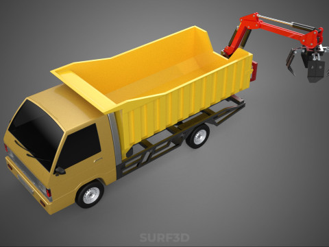 GARBAGE DUMP TRUCK GRAPPLE PICK UP SKIP BIN SCRAP GRABBER CRANE Modelo 3D