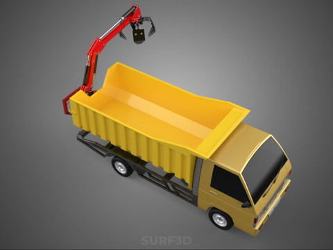 GARBAGE DUMP TRUCK GRAPPLE PICK UP SKIP BIN SCRAP GRABBER CRANE Modelo 3D
