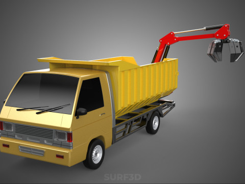GARBAGE DUMP TRUCK GRAPPLE PICK UP SKIP BIN SCRAP GRABBER CRANE Modelo 3D