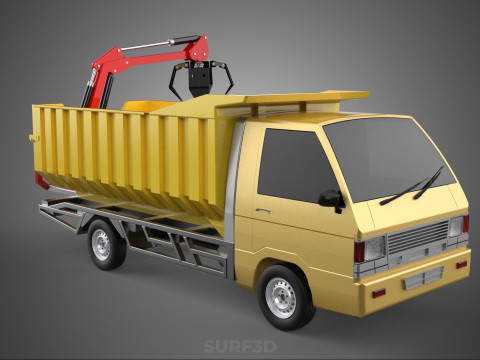 GARBAGE DUMP TRUCK GRAPPLE PICK UP SKIP BIN SCRAP GRABBER CRANE Modelo 3D