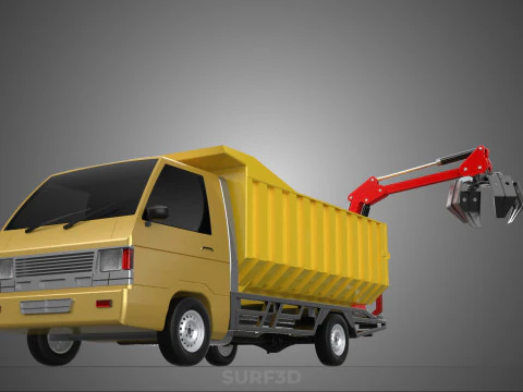 GARBAGE DUMP TRUCK GRAPPLE PICK UP SKIP BIN SCRAP GRABBER CRANE 3D Model