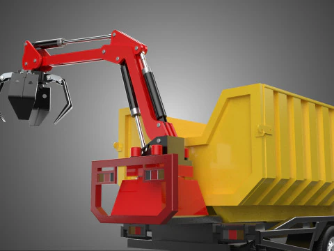 GARBAGE DUMP TRUCK GRAPPLE PICK UP SKIP BIN SCRAP GRABBER CRANE 3D Model