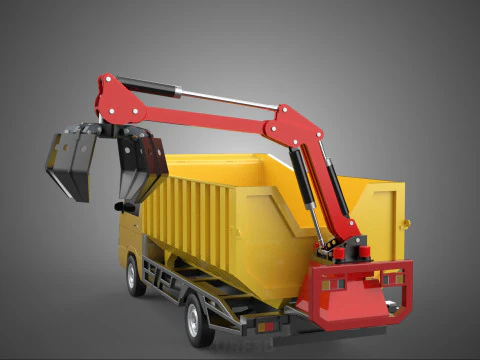 GARBAGE DUMP TRUCK GRAPPLE PICK UP SKIP BIN SCRAP GRABBER CRANE 3D Model