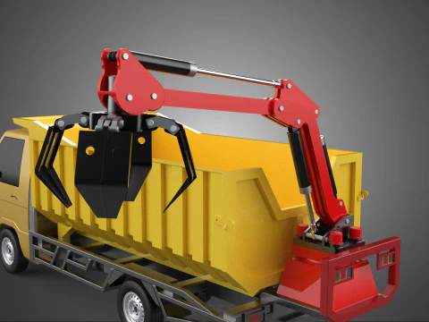 GARBAGE DUMP TRUCK GRAPPLE PICK UP SKIP BIN SCRAP GRABBER CRANE 3D Model