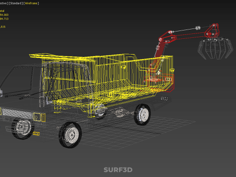 GARBAGE DUMP TRUCK GRAPPLE PICK UP SKIP BIN SCRAP GRABBER CRANE Modelo 3D