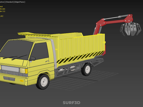 GARBAGE DUMP TRUCK GRAPPLE PICK UP SKIP BIN SCRAP GRABBER CRANE Modelo 3D