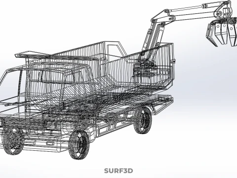 GARBAGE DUMP TRUCK GRAPPLE PICK UP SKIP BIN SCRAP GRABBER CRANE 3D Model