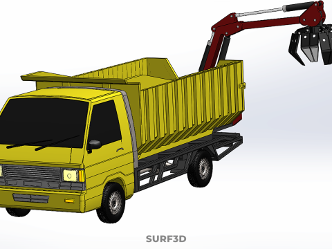 GARBAGE DUMP TRUCK GRAPPLE PICK UP SKIP BIN SCRAP GRABBER CRANE Modelo 3D