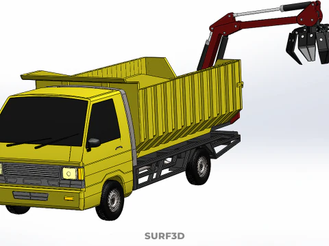 GARBAGE DUMP TRUCK GRAPPLE PICK UP SKIP BIN SCRAP GRABBER CRANE 3D Model