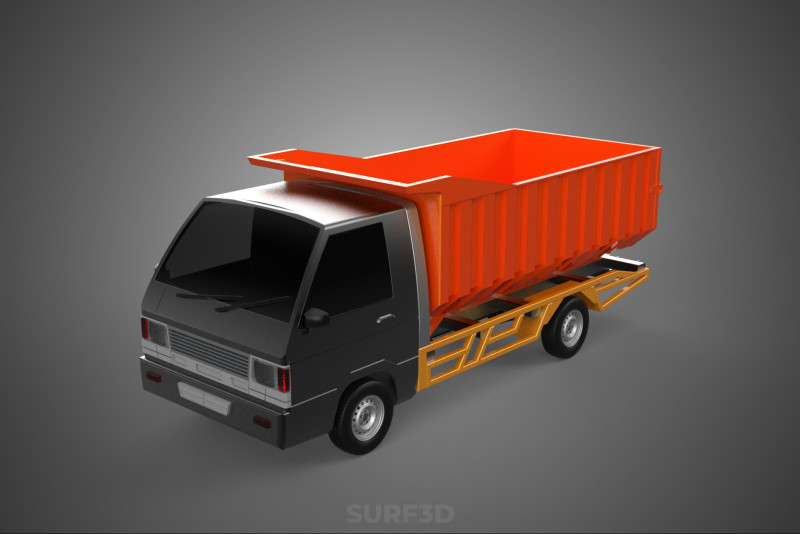 SMALL TIPPER DUMP TRUCK PICK UP HYDRAULIC CONTAINER CAR VEHICLE Modelo 3D .c4d .max .obj .3ds .fbx .stl .blend