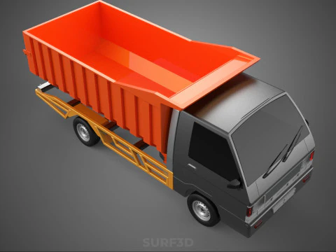 SMALL TIPPER DUMP TRUCK PICK UP HYDRAULIC CONTAINER CAR VEHICLE 3D Model