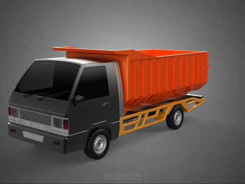 SMALL TIPPER DUMP TRUCK PICK UP HYDRAULIC CONTAINER CAR VEHICLE 3D Model