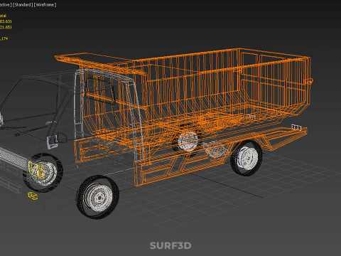 SMALL TIPPER DUMP TRUCK PICK UP HYDRAULIC CONTAINER CAR VEHICLE 3D Model
