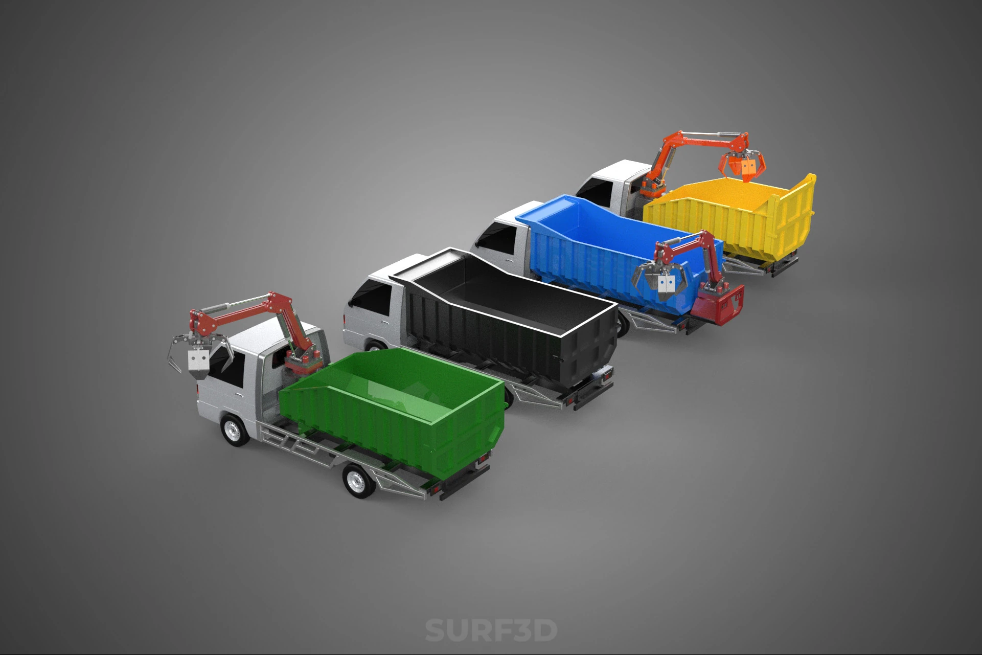 TRUCK PICK UP DUMP HYDRAULIC CRANE LOADER GRABBER GRAPPLE CLAW 3D Model .c4d .max .obj .3ds .fbx .stl .blend 