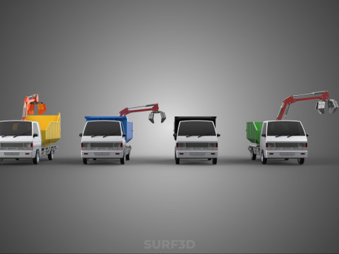 TRUCK PICK UP DUMP HYDRAULIC CRANE LOADER GRABBER GRAPPLE CLAW Modelo 3D