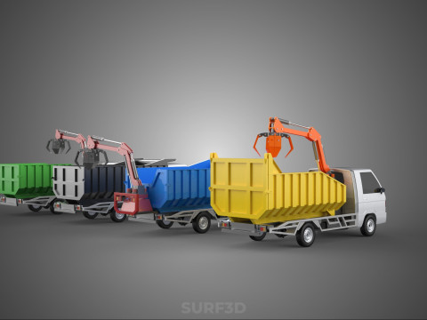 TRUCK PICK UP DUMP HYDRAULIC CRANE LOADER GRABBER GRAPPLE CLAW Modelo 3D