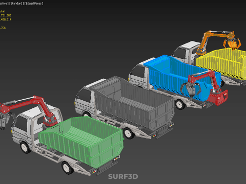TRUCK PICK UP DUMP HYDRAULIC CRANE LOADER GRABBER GRAPPLE CLAW Modelo 3D
