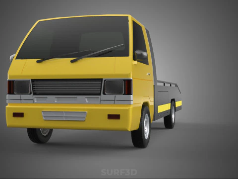 Tiefbett-Abschleppwagen, Autotransporter, geparkt, Abholung durch Bergungsdienst 3D Modell