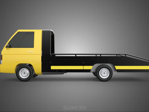 Tiefbett-Abschleppwagen, Autotransporter, geparkt, Abholung durch Bergungsdienst 3D Modell