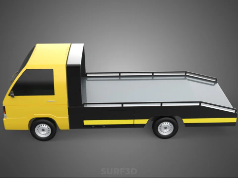 Tiefbett-Abschleppwagen, Autotransporter, geparkt, Abholung durch Bergungsdienst 3D Modell