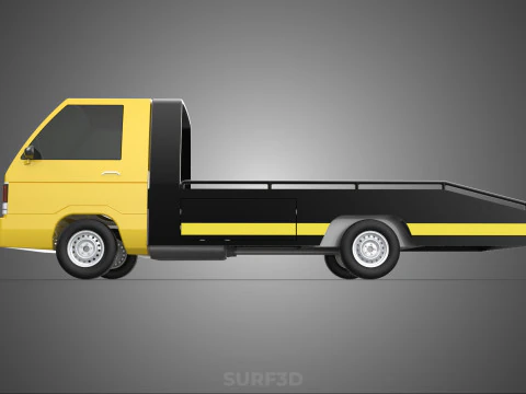 Tiefbett-Abschleppwagen, Autotransporter, geparkt, Abholung durch Bergungsdienst 3D Modell