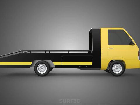Tiefbett-Abschleppwagen, Autotransporter, geparkt, Abholung durch Bergungsdienst 3D Modell