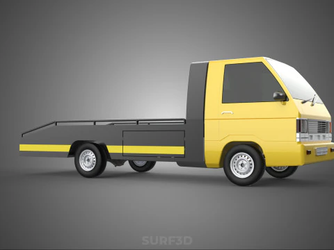 Tiefbett-Abschleppwagen, Autotransporter, geparkt, Abholung durch Bergungsdienst 3D Modell