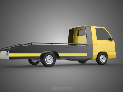 Tiefbett-Abschleppwagen, Autotransporter, geparkt, Abholung durch Bergungsdienst 3D Modell