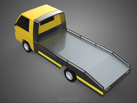 Tiefbett-Abschleppwagen, Autotransporter, geparkt, Abholung durch Bergungsdienst 3D Modell