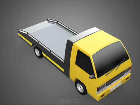 Tiefbett-Abschleppwagen, Autotransporter, geparkt, Abholung durch Bergungsdienst 3D Modell