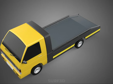 Tiefbett-Abschleppwagen, Autotransporter, geparkt, Abholung durch Bergungsdienst 3D Modell