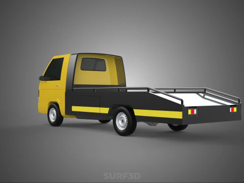 Tiefbett-Abschleppwagen, Autotransporter, geparkt, Abholung durch Bergungsdienst 3D Modell