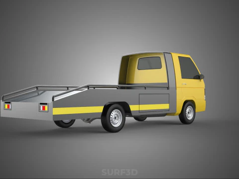 Tiefbett-Abschleppwagen, Autotransporter, geparkt, Abholung durch Bergungsdienst 3D Modell
