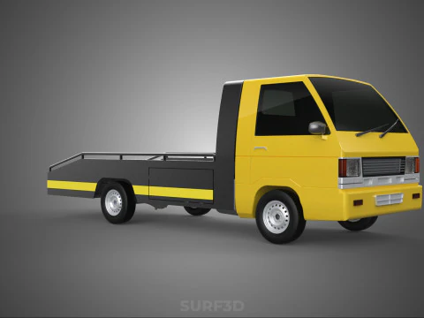 Tiefbett-Abschleppwagen, Autotransporter, geparkt, Abholung durch Bergungsdienst 3D Modell