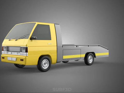 Tiefbett-Abschleppwagen, Autotransporter, geparkt, Abholung durch Bergungsdienst 3D Modell