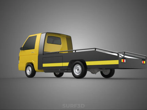 Tiefbett-Abschleppwagen, Autotransporter, geparkt, Abholung durch Bergungsdienst 3D Modell