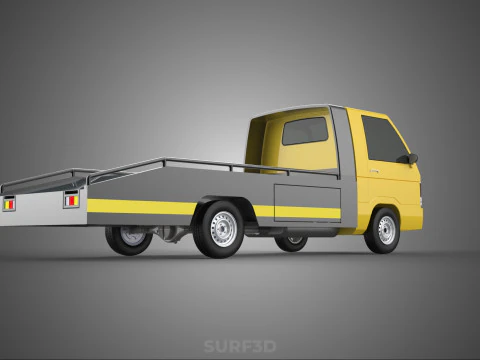 Tiefbett-Abschleppwagen, Autotransporter, geparkt, Abholung durch Bergungsdienst 3D Modell