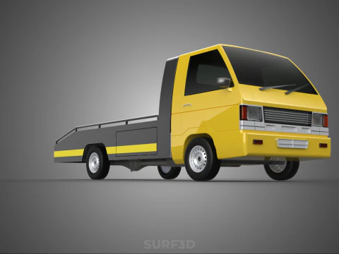 Tiefbett-Abschleppwagen, Autotransporter, geparkt, Abholung durch Bergungsdienst 3D Modell