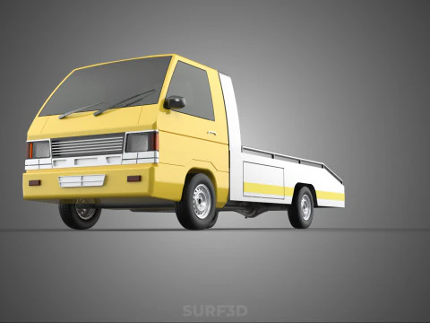 Tiefbett-Abschleppwagen, Autotransporter, geparkt, Abholung durch Bergungsdienst 3D Modell